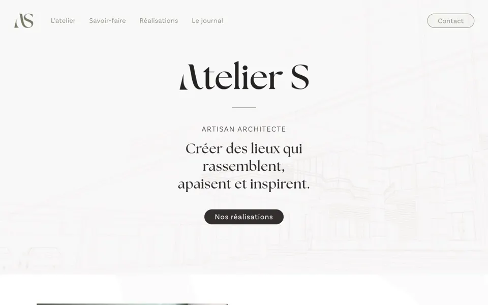 Page d'accueil du site Atelier S