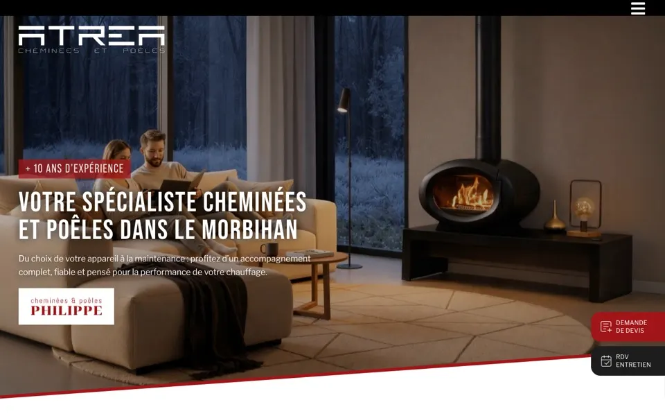Page d'accueil du site Atrea