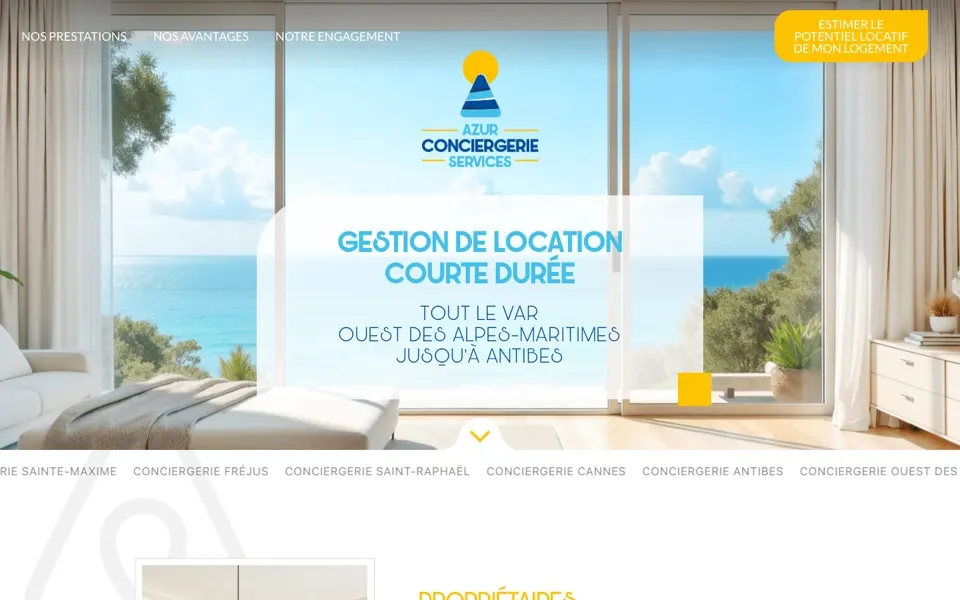 Page d'accueil du site Azur Conciergerie Services