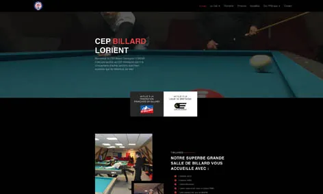 Page d'accueil du site du CEP Billard Lorient