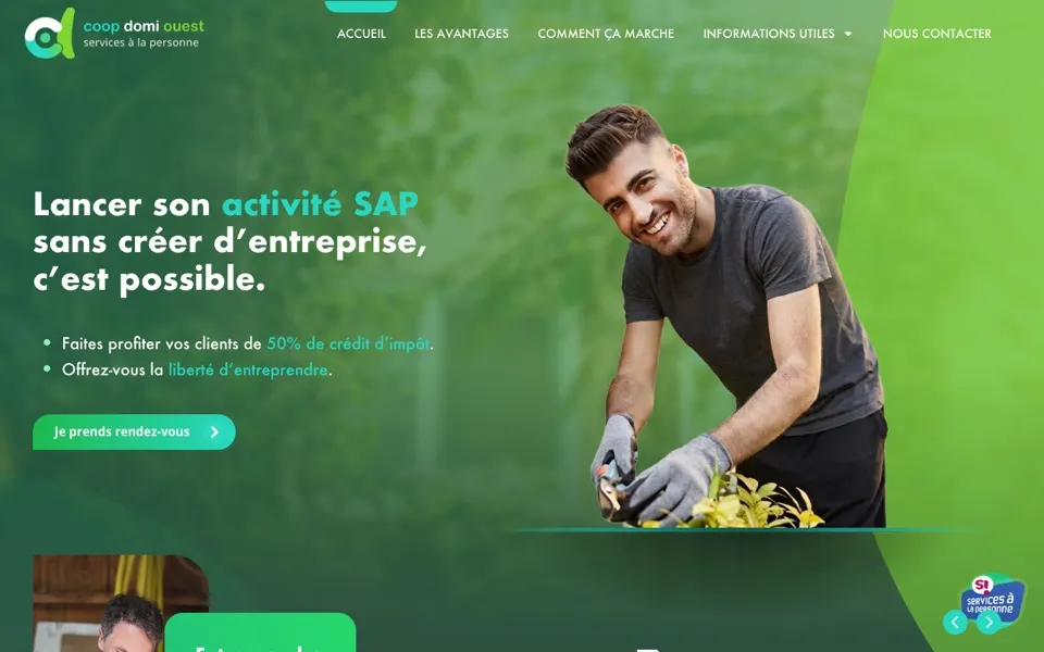 Page d'accueil du site Coop Domi Ouest