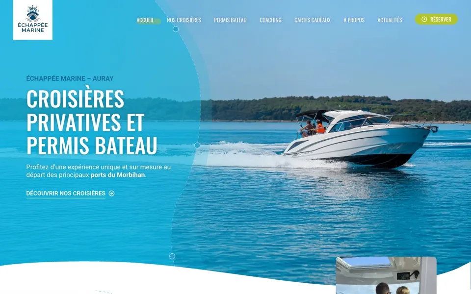 Page d'accueil du site Échappée Marine