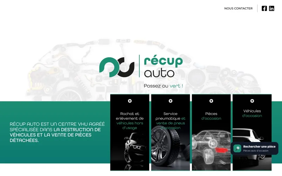 Page d'accueil du site Récup Auto
